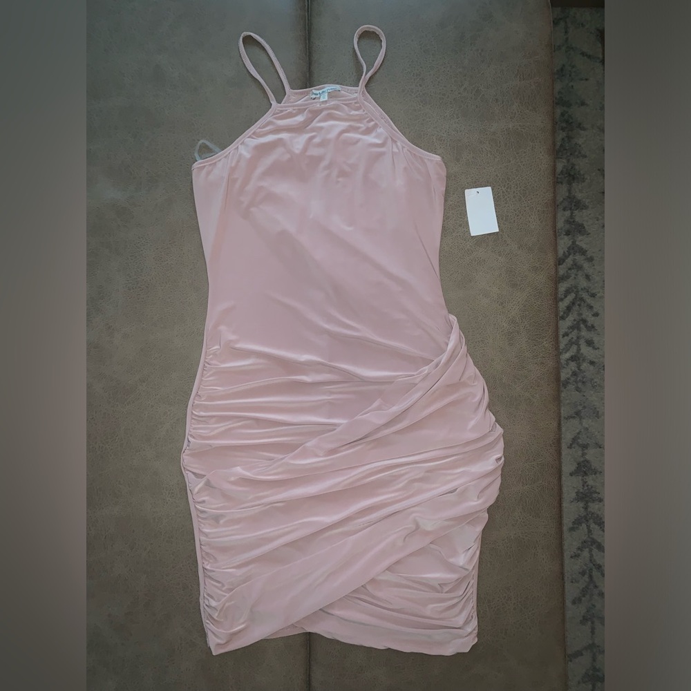 Charlotte Russe Dusty Pink Rudged Wrap Stretch w/ Slip Dress - Size Medium